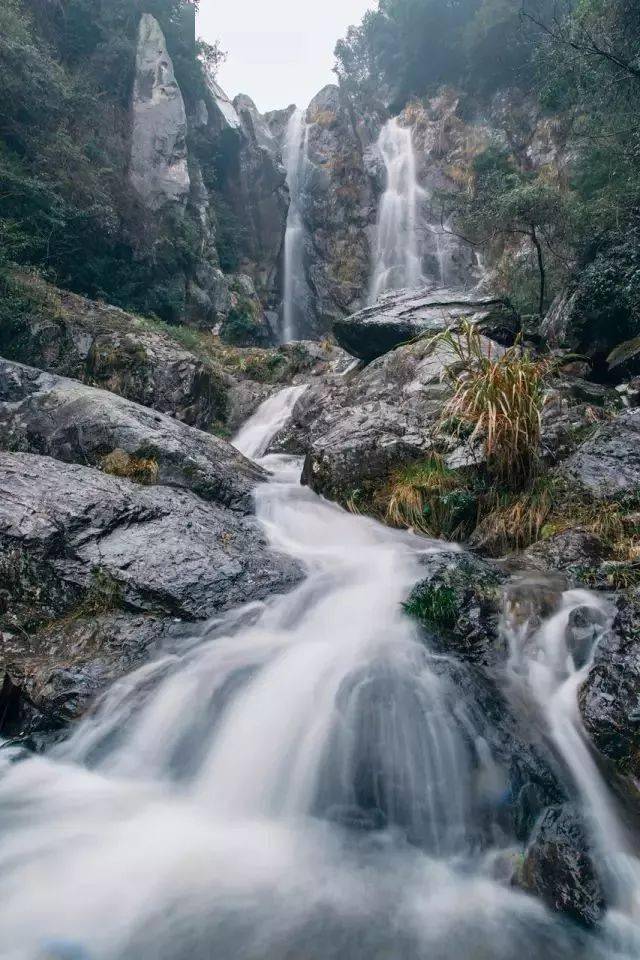 连续下雨后温岭梅溪的瀑布赞些嘎还有李花