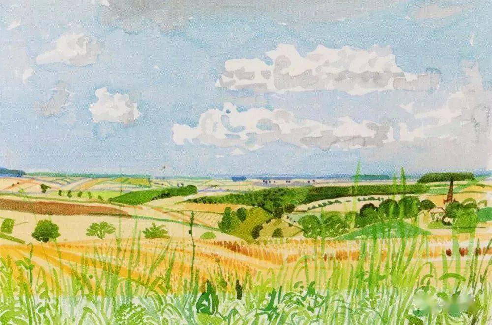 生机勃勃,绿意盎然——大卫·霍克尼david hockney水彩风景作品_油画