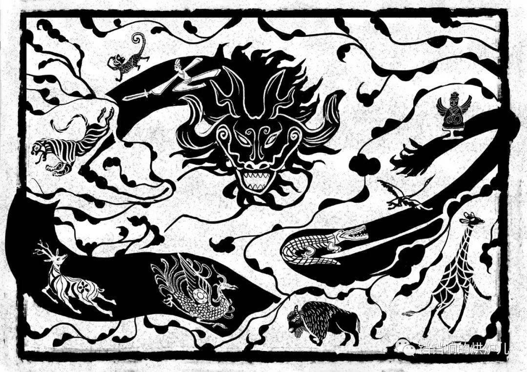 盘沿:蜻蜓眼玻璃珠纹样.