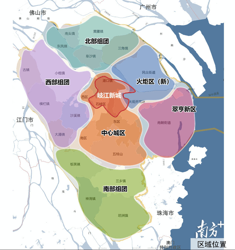新城强心③俯瞰湾区岐江新城是张网