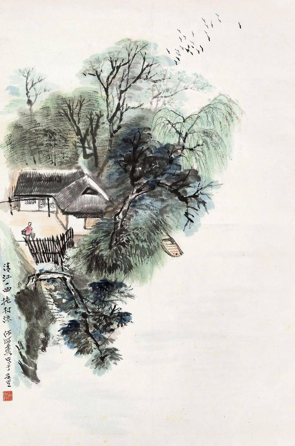 何海霞国画里的小山村,意境绝美67_陕北_山水画_山色