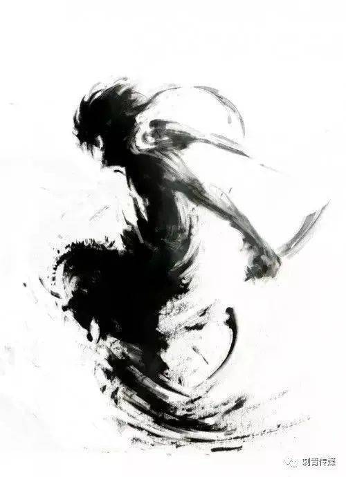 我们心中的武侠梦水墨风武侠纹身手稿