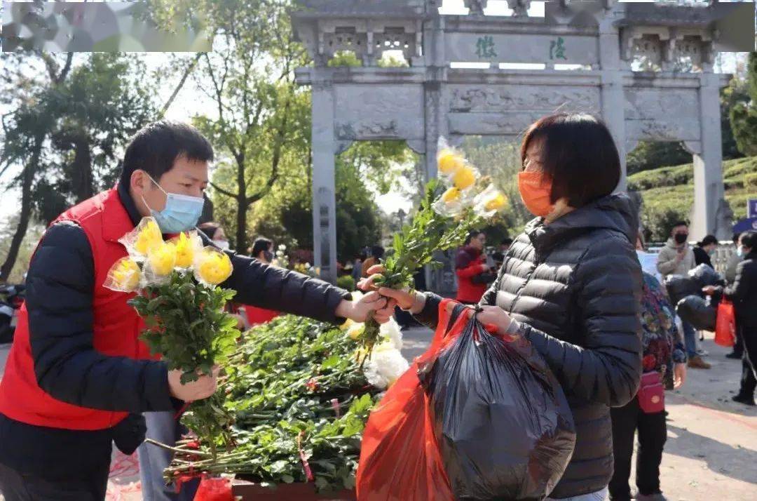 鲜花换纸钱黄山市文明办开展文明祭祀宣传活动