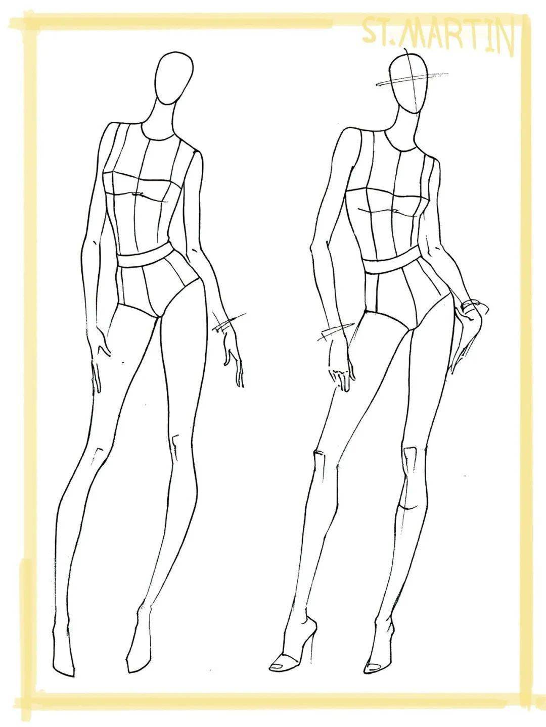 服装设计图人体动态线稿初学必备