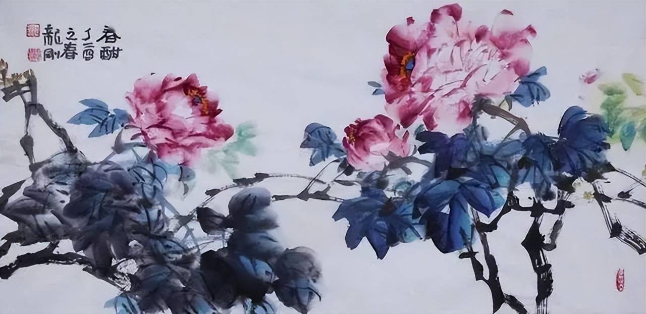 他的写意花鸟画浓浓的拙气