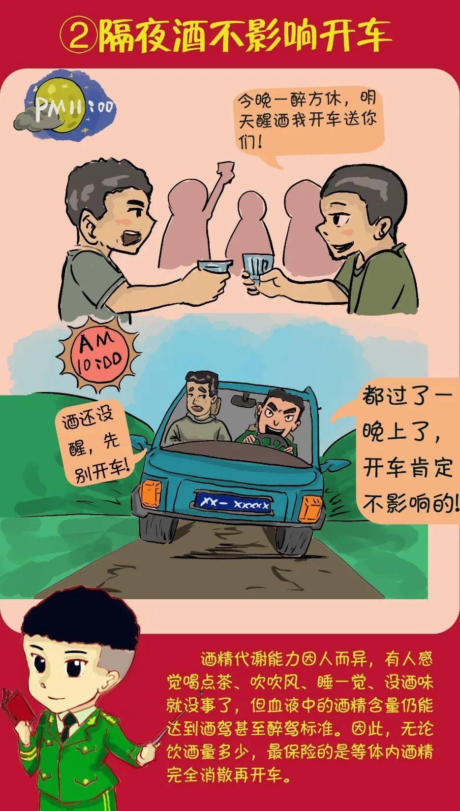 酒驾四格漫画图片