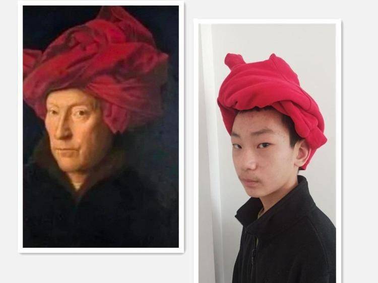 著名的人物画作,了解其作者和创作年代,对喜欢的人物画进行模仿并拍照