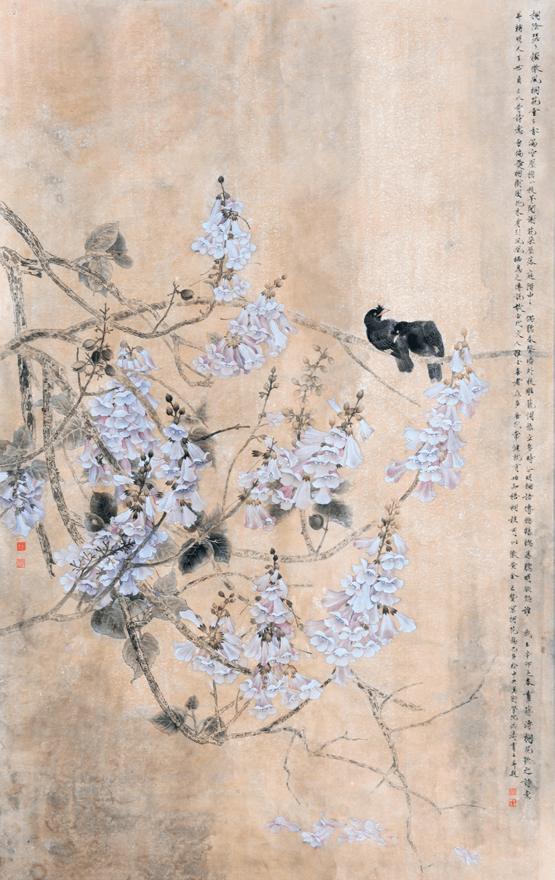 《梧桐八哥图》杨洪涛《月夜梧桐》杨洪涛《版纳晨光》当代工笔创新的