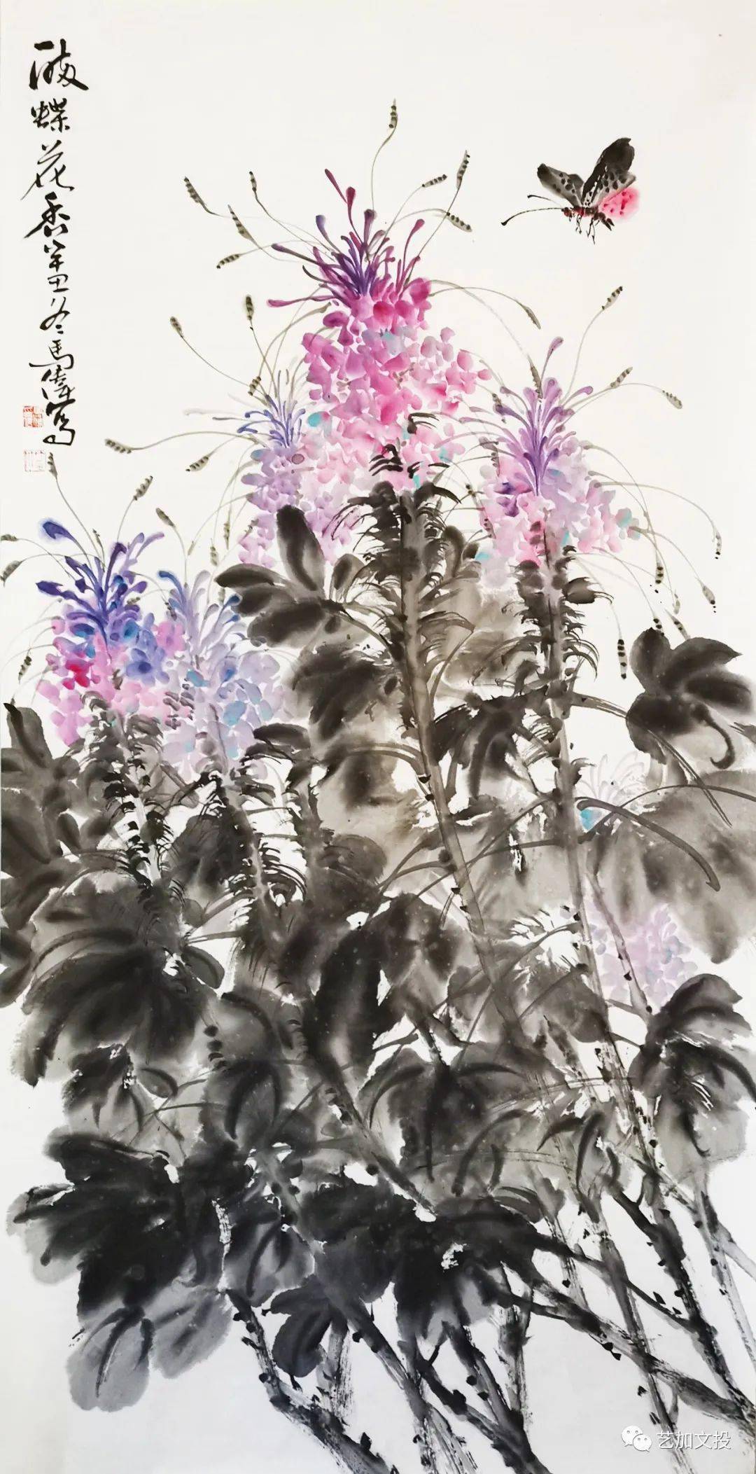 《醉蝶花香》 138×68cm马伟绘画艺术的诗意表达与时代观照文