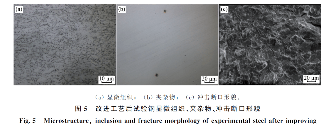 为韧性断裂,冲击不合格的断口为结晶状,较为平坦,剪切唇较窄,为脆性