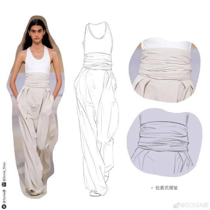 服装衣纹褶皱线条示范服装设计图款式图