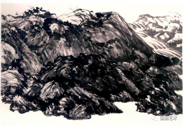 此二图选取王蒙《夏山高隐图》上部山石,笔墨湿润,山峦披麻皴,解索皴