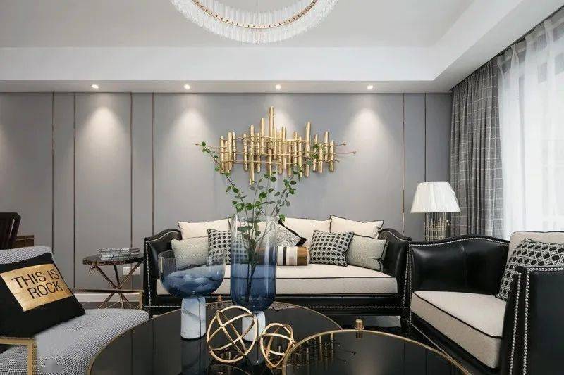 143㎡轻奢美式风格装修高级灰金色软装诠释优雅质感