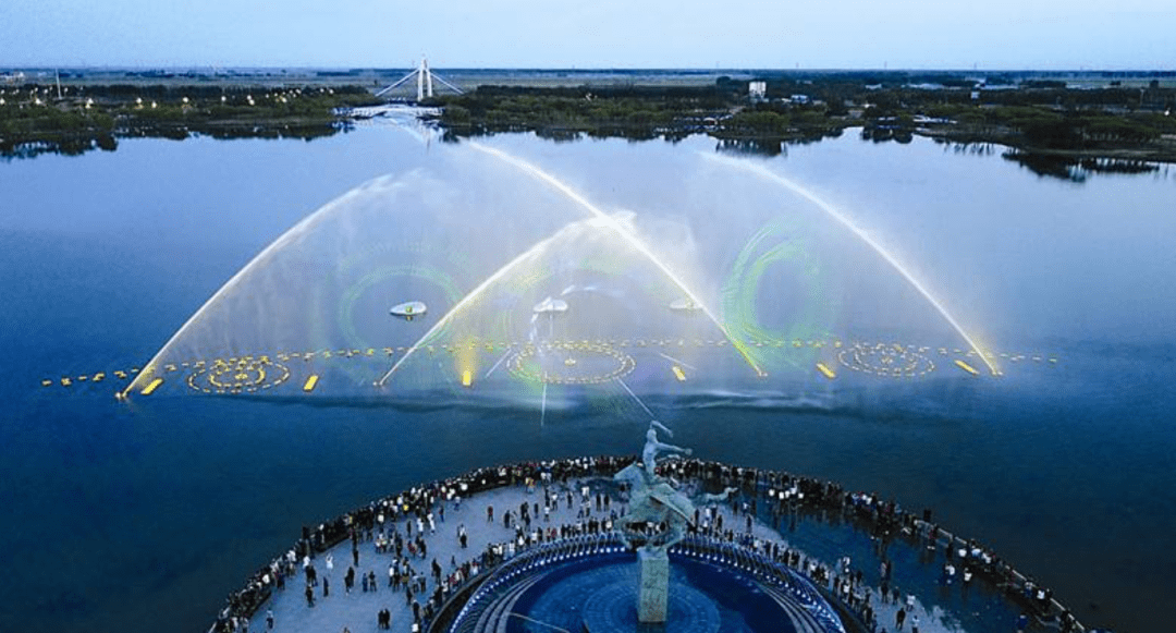 鄢陵鹤鸣湖音乐喷泉图片