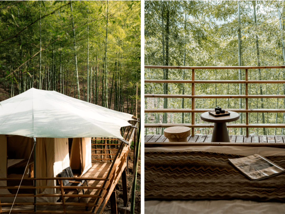 在visaya 意境的后坡上,别致错落散布着几幢独栋的竹林帐篷小屋,与这