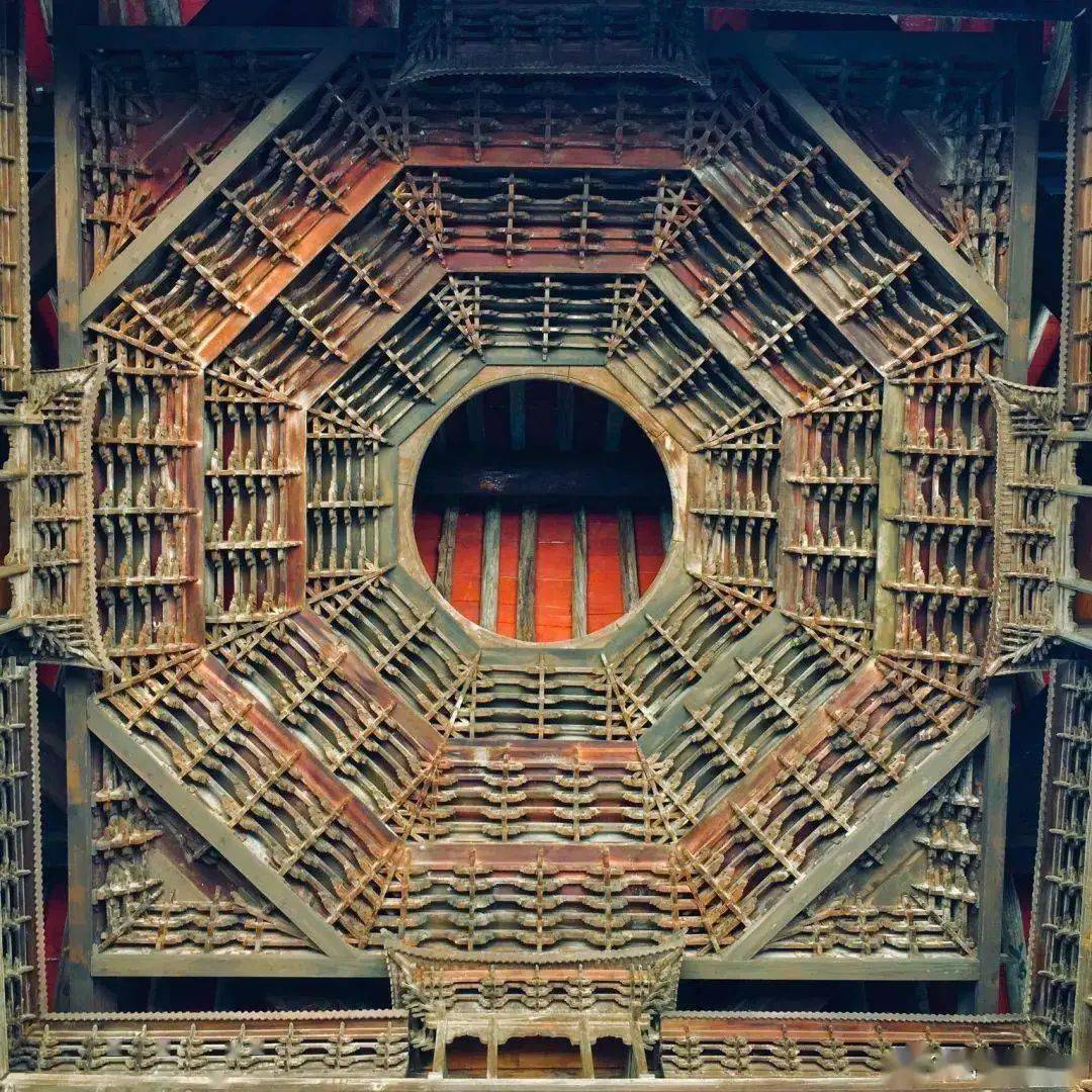 太原上兰村晋窦大夫祠拜殿八卦藻井4藻井的发展:明清藻井明清时期的