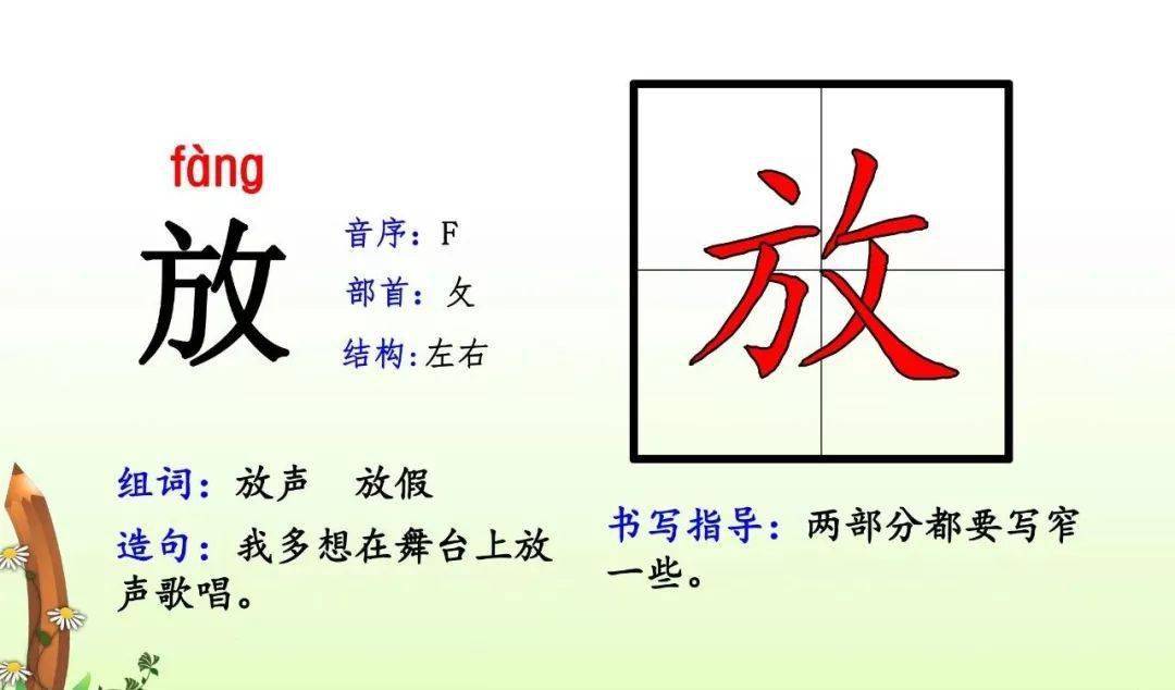 2022统编版一（下）生字拼音+偏旁+结构+组词+造句