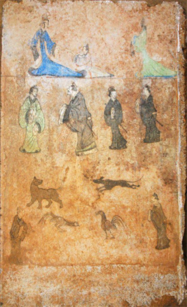 壁画的主要内容为龙,白虎,朱雀,怪兽,灵芝及云气纹等组成的图案,历史