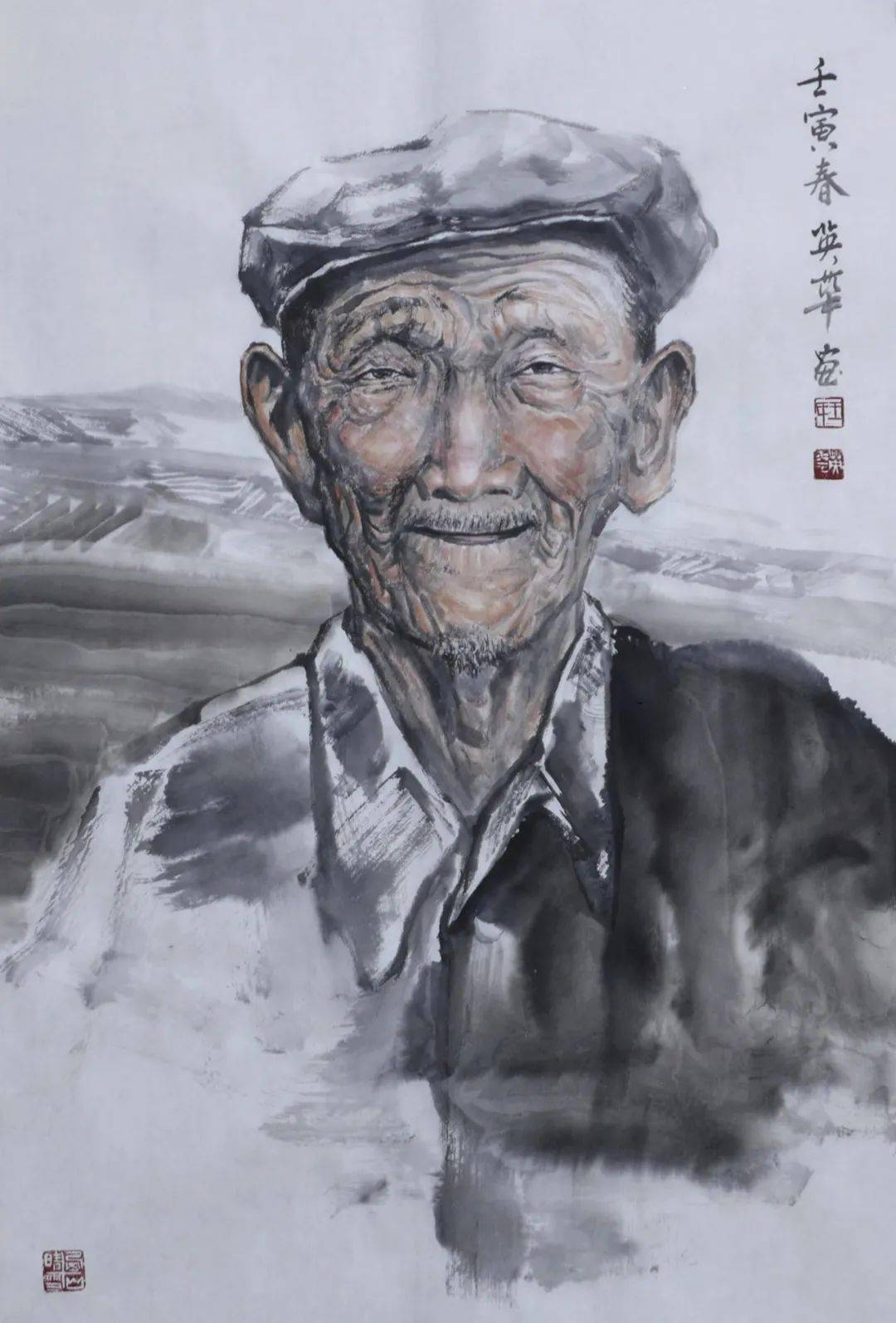 老人 46cmx69cm陕北汉子 46cmx69cm天地之间有杆秤 89cmx69cm祈福 68