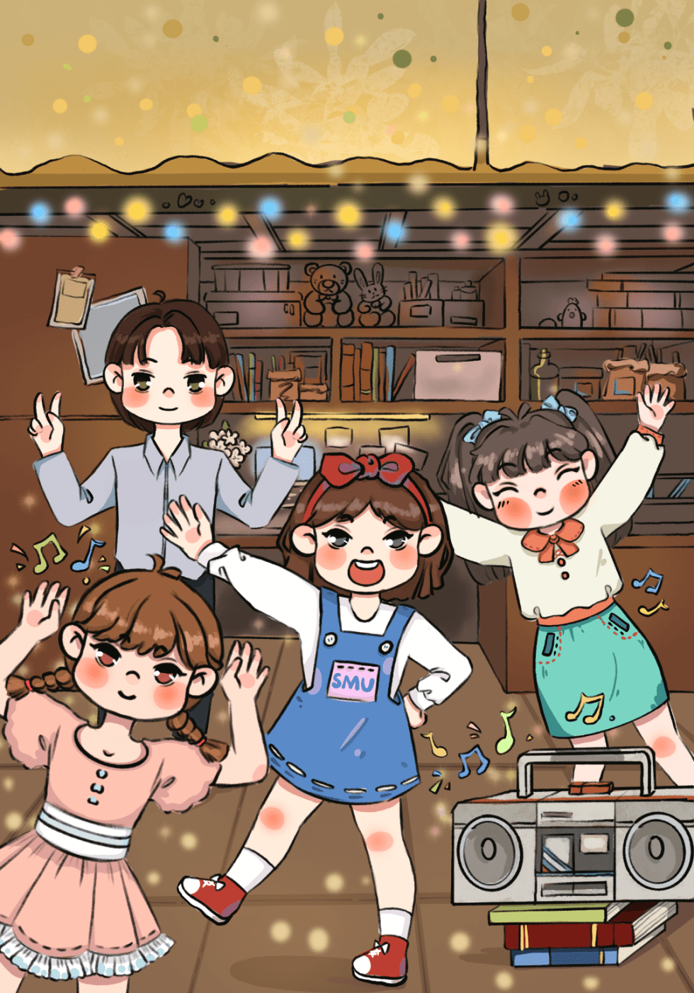 小海狮手绘q版漫画记录校园战疫生活_青春_时艰_寝室