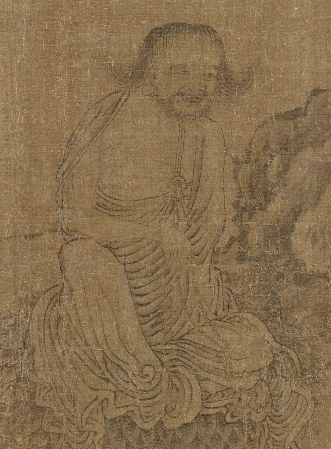 赏析元代任仁发白描布袋罗汉图