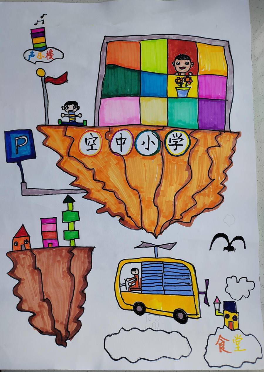 我心中的小学天马行空甸柳中心幼儿园小朋友绘出童趣小学世界