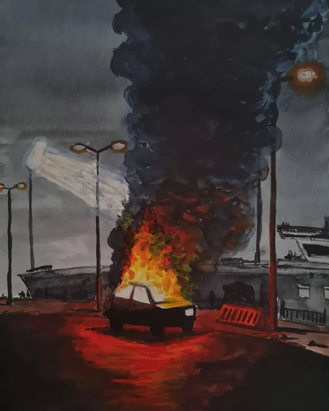 吹爆这位艺术家,他画出了火焰的灼热感,看得人脸颊发烫_火苗_场景