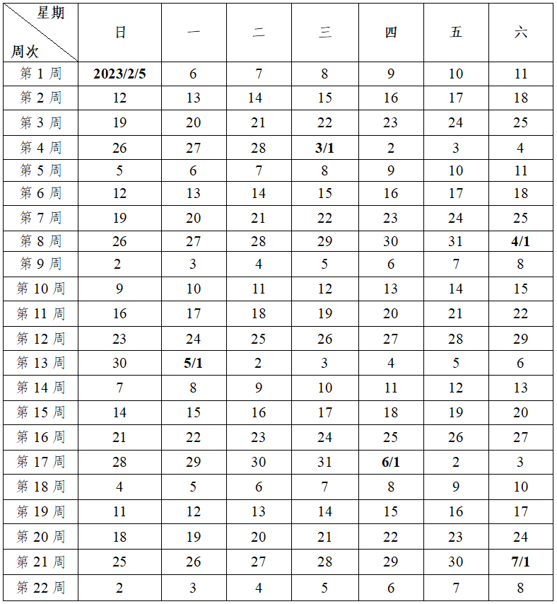 2023年曆校季春3.節假日放假時間以政府公佈的放假安排為準.2.