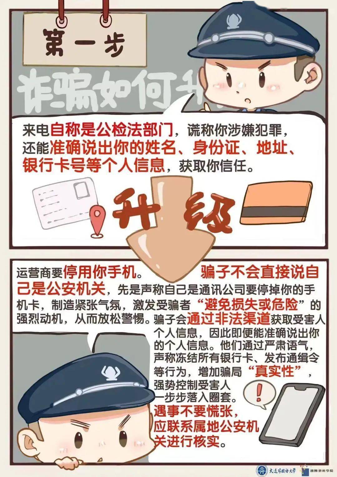 校园安全第四期原创漫画画说诈骗套路升级电信诈骗套路多防范锦囊请收