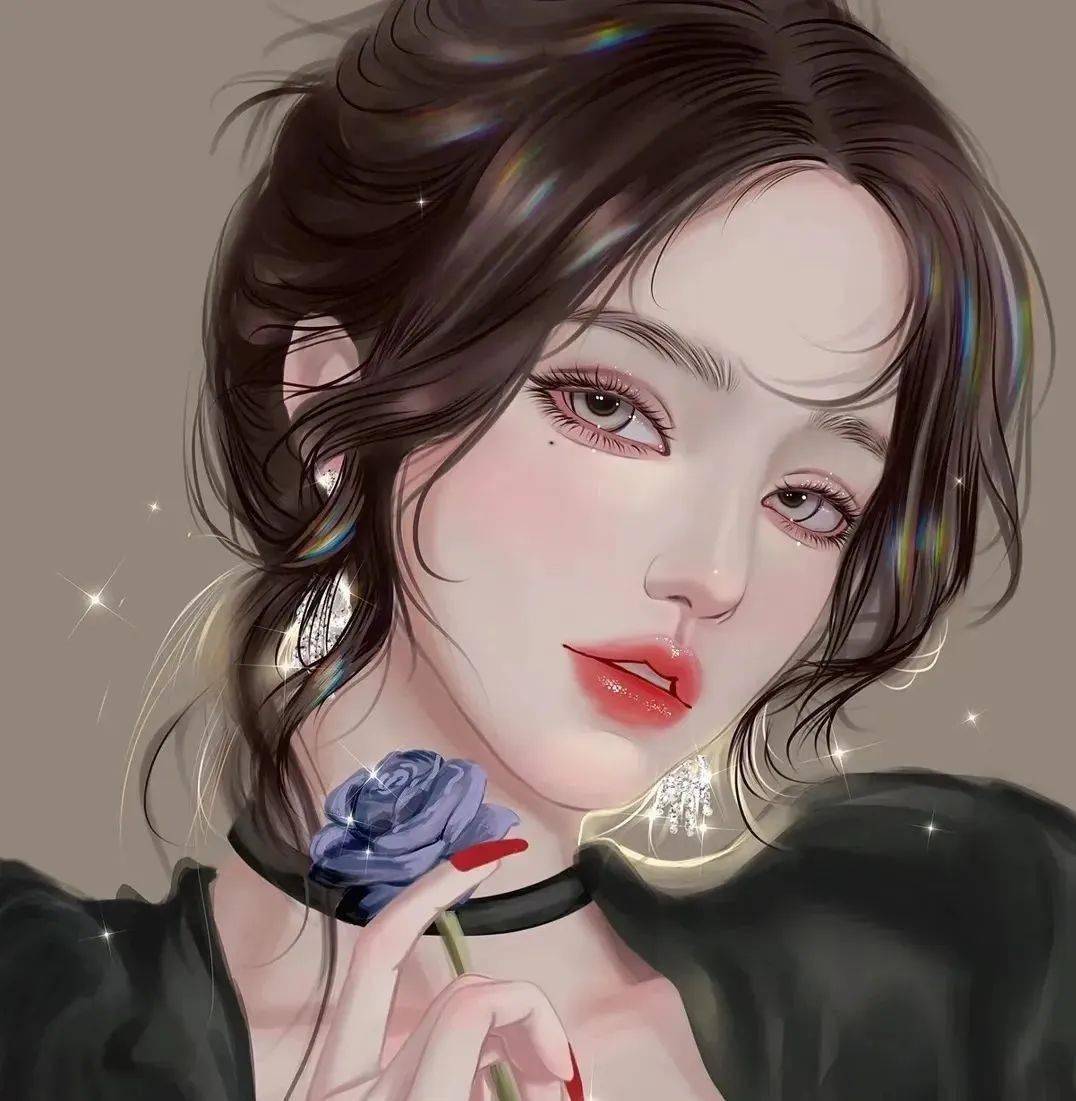 甜酷系手绘女生头像_微信_壁纸_后腿