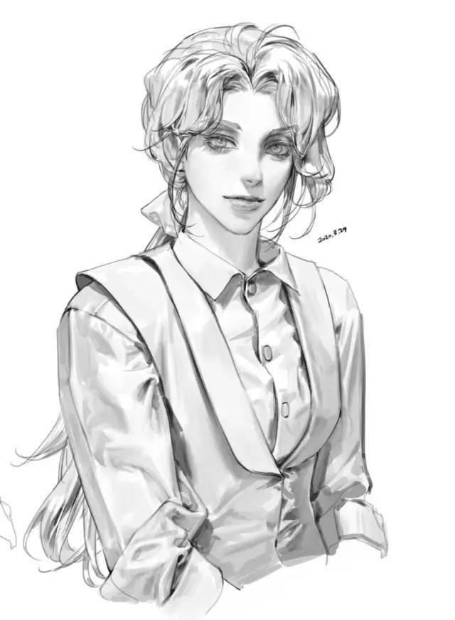 高级灰色系的宫廷风纯手绘头像_壁纸_插画_古风