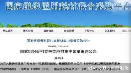14个产品系统覆盖市面主流品种 脊柱耗材国采拉开帷幕 采购 价格 企业