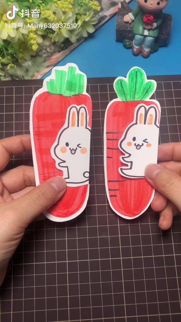 兔子书签抱着胡萝卜也太可爱了吧祝福语可以随意写喔手工diy