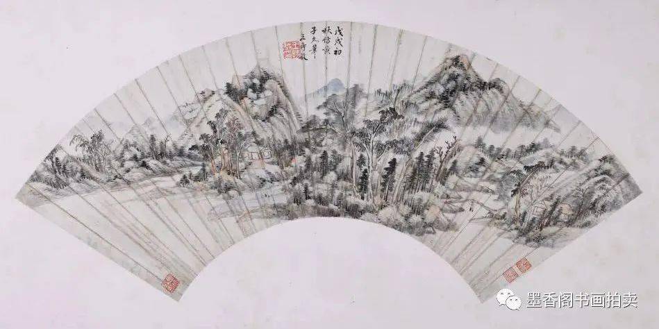 中国画家陳負蒼　真作　扇面画 中国画家陳負蒼 真作 扇面画 中国画家陳負蒼真作扇面画