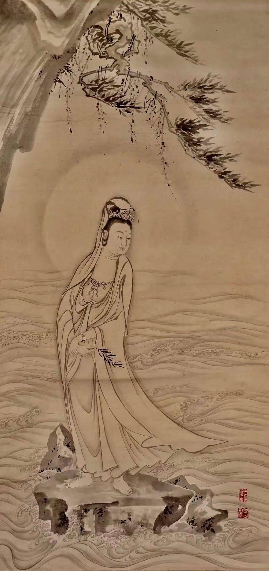 薄春雨：“画圣”吴道子白描水墨观音及其传派源流考_搜狐网