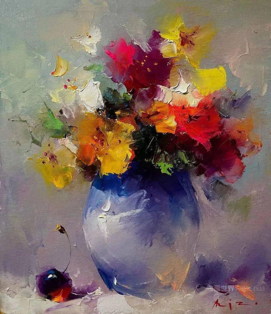 吉尔吉斯斯坦画家阿齐兹苏莱曼诺夫刮刀油画作品