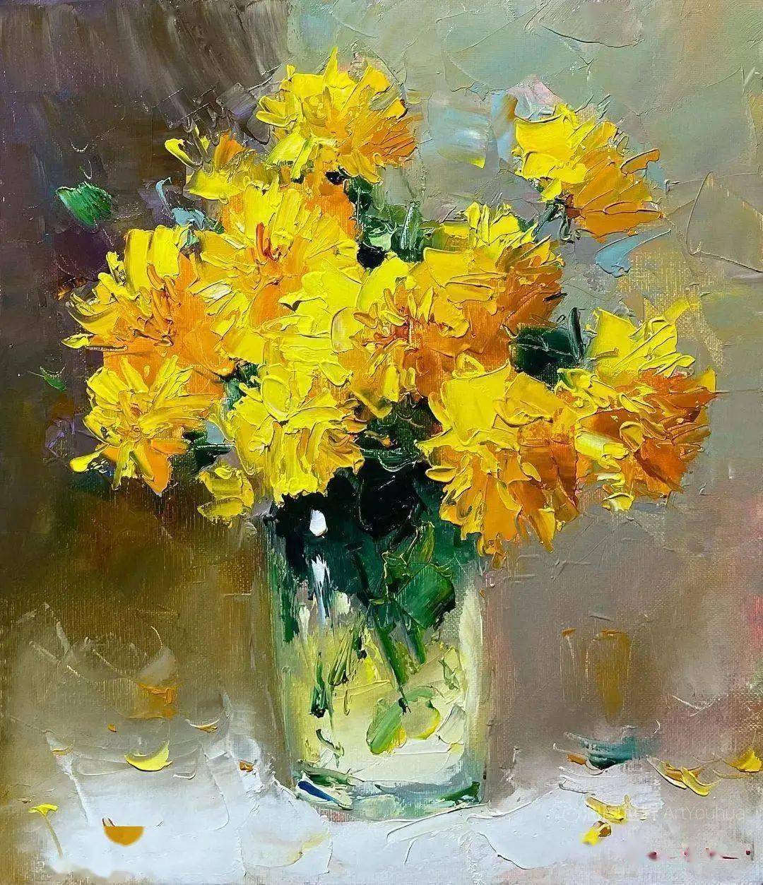 吉尔吉斯斯坦画家阿齐兹苏莱曼诺夫刮刀油画作品