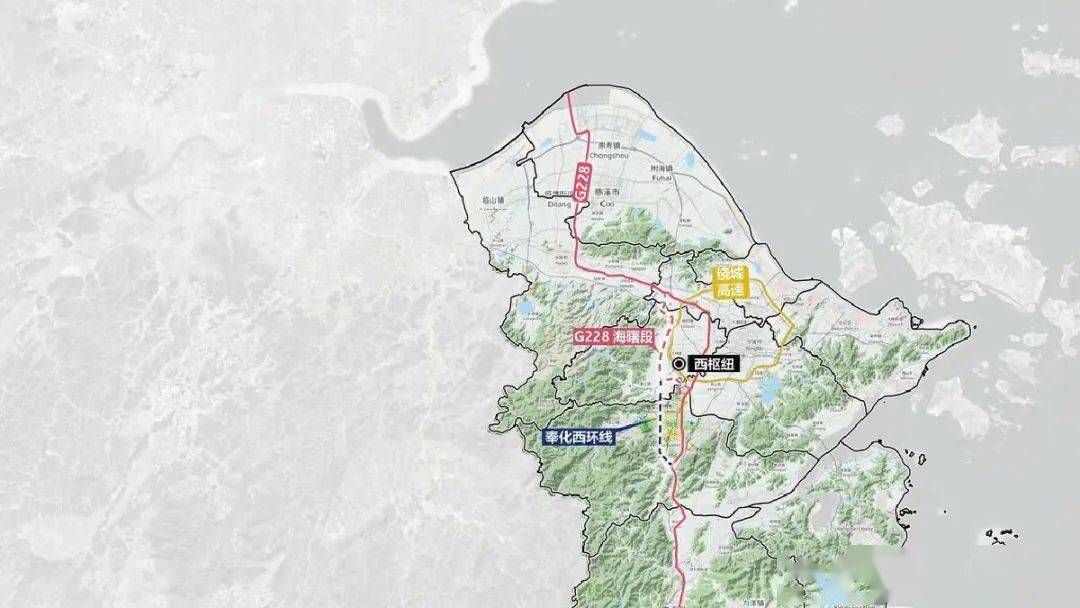 228國道海曙段起於江北連接線,以跨江大橋形式往南跨過姚江後進入海曙