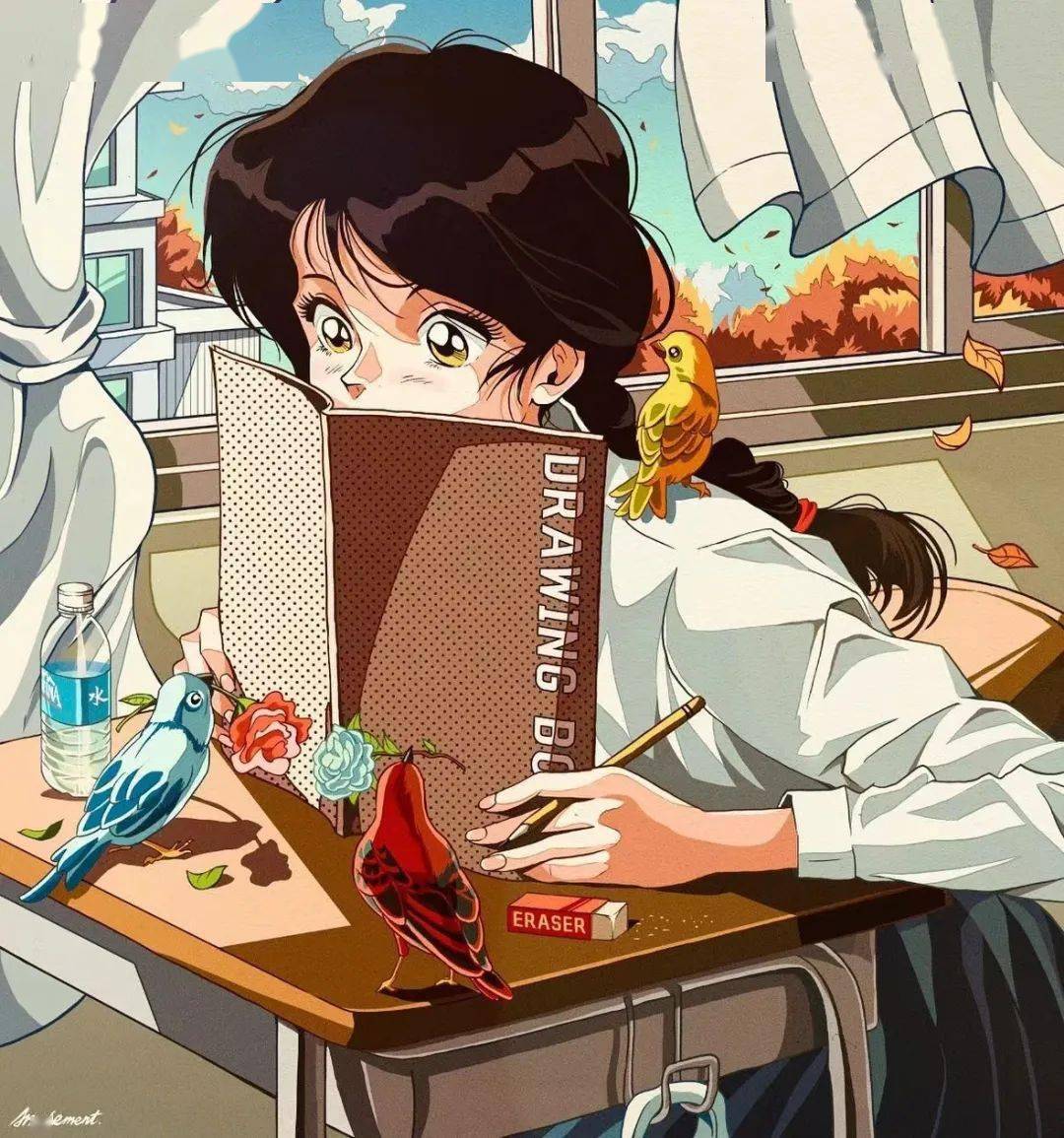 插画| 危险又迷人的美少女,看完梦回90年代!_hwang_作品_jin