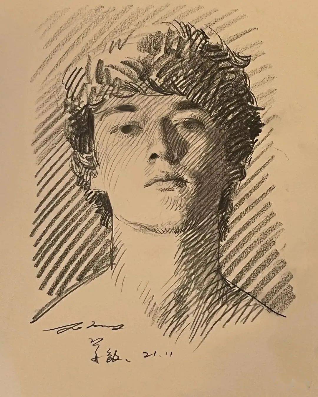 中国留学生姜毅在列宾美院荣获速写第一名_绘画_结构_动态