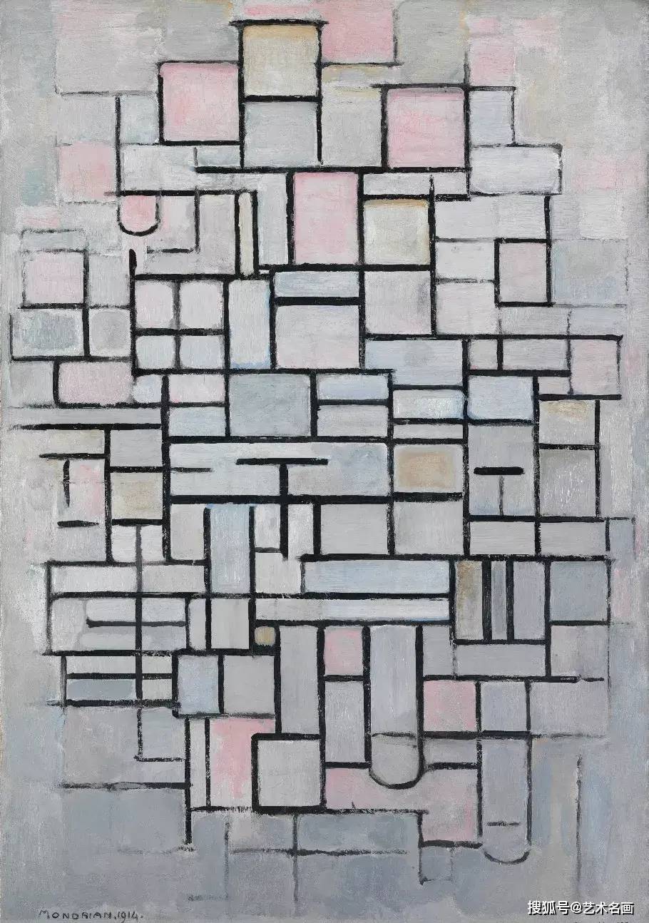 这幅抽象画对于蒙德里安来说,已预示他的未来的画风将转为几何式风格