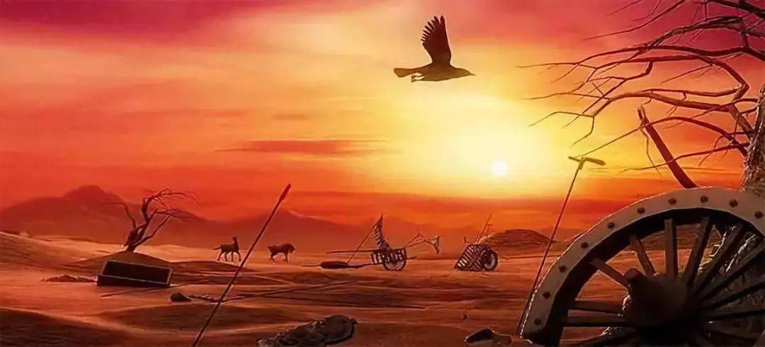 典型如马致远《天净沙·秋思》"枯藤老树昏鸦,小桥流水人家,古道西风