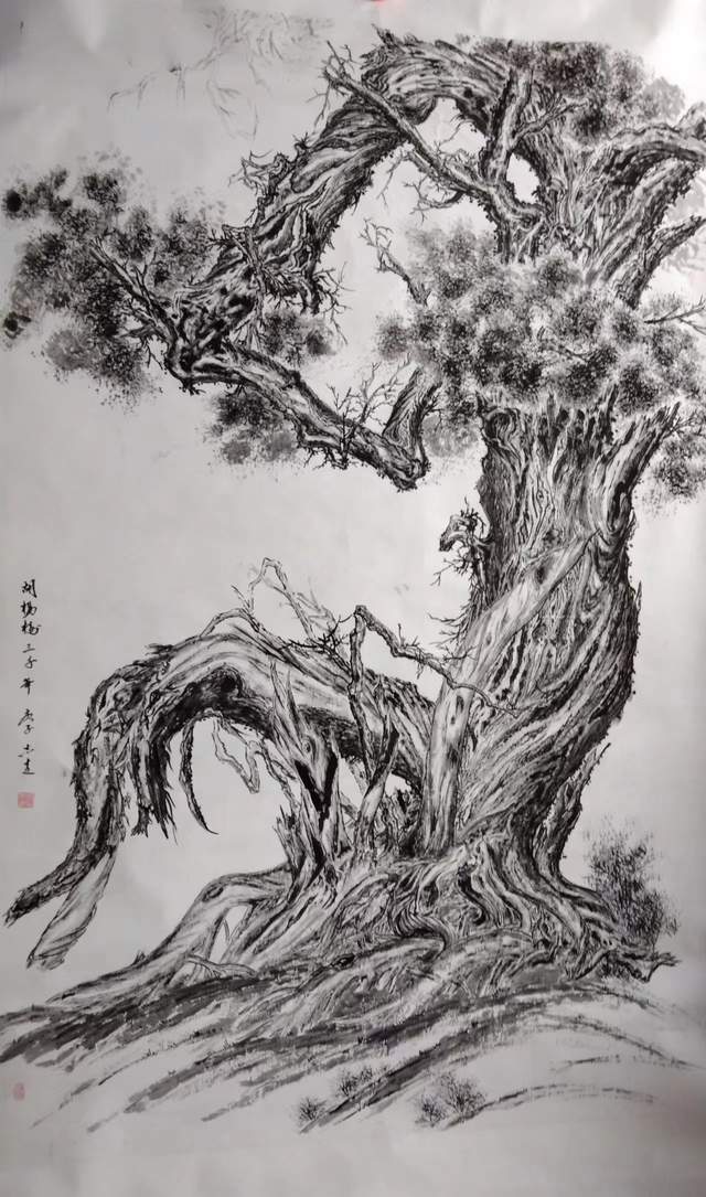 胡杨礼赞——墨缘斋李志远胡杨国画作品欣赏