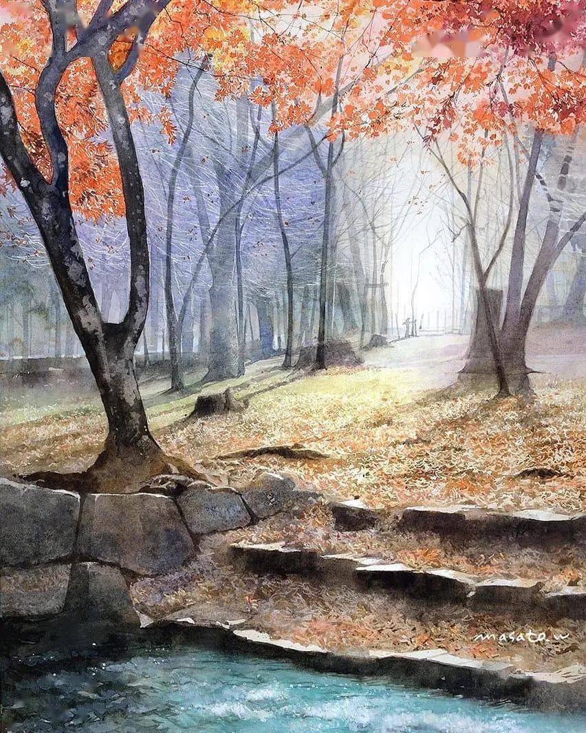 日本水彩大神笔下唯美的景色,清新的花卉,光影简直吹爆!看跪.