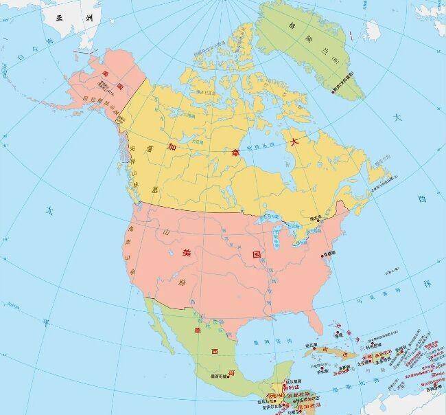 北美洲及其国家另外,同属北半球的西印度群岛上的所有国家,都是归属北