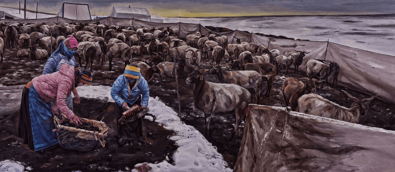 布面油画190cm×150cm2022董俊良指导教师:骆根兴《称羊》布面油画180