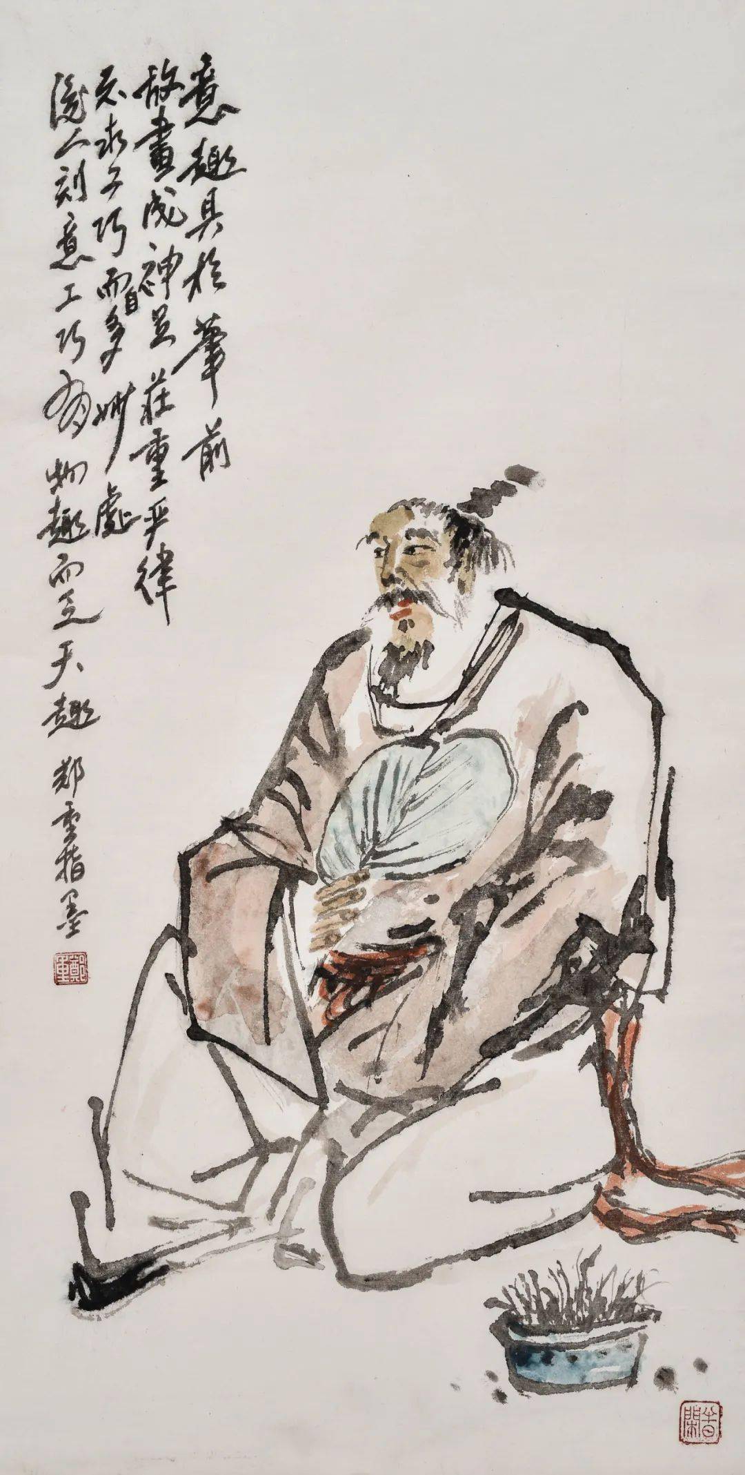 纵情挥洒天地宽——郑重国画作品_人物画_大写意_线条