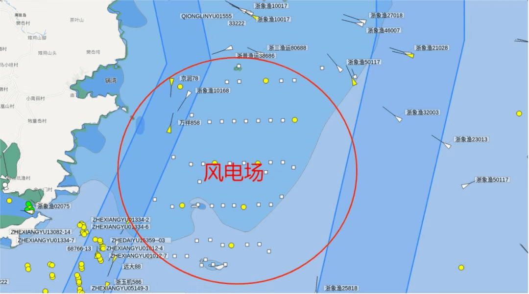 小型船舶习惯航线上设有八个虚拟ais航标,船舶应及时更新电子海图信息