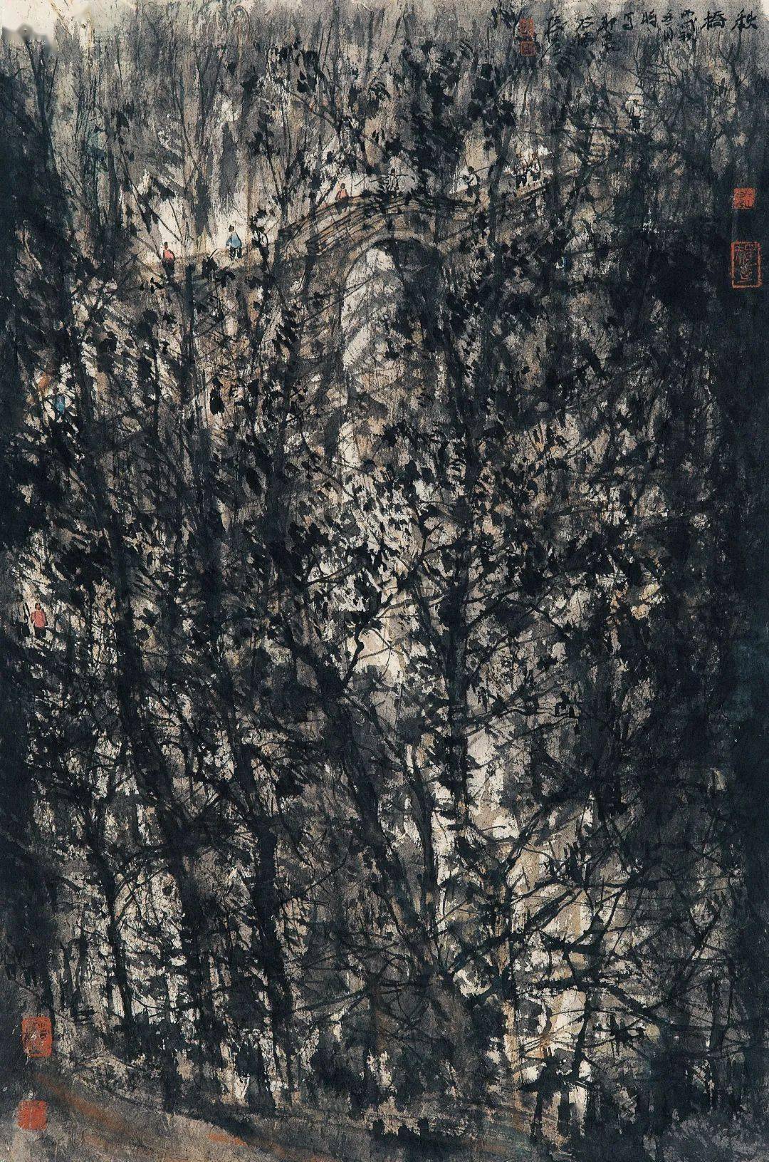 《春晖晴朗》124cm×83cm 纸本设色 2007年李劲堃《秋夜》69cm×138cm