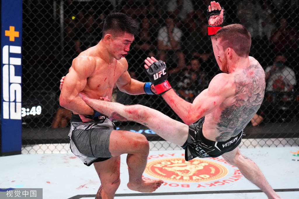 ufc宋亚东眉弓受伤血流满面 比赛被叫停遗憾告负_桑德哈根_回合_对手